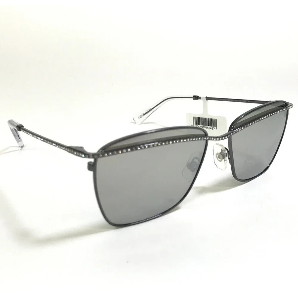 Swarovski Sunglasses SK7006 40116G Gunmetal Gray Clear Sparkly Crystals Mirrored
